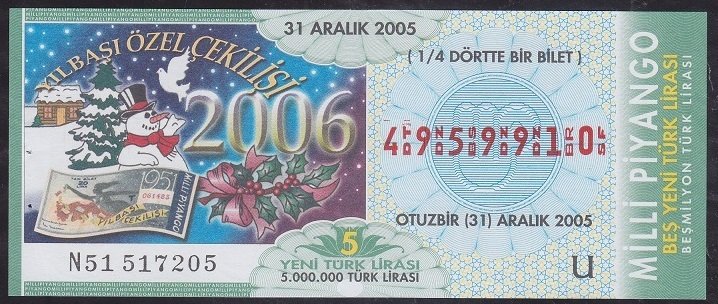 2005 31 ARALIK ÇEYREK BİLET - U SERİSİ