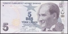 9.Emisyon 5.Tertip 5 Lira E002 747373 Çil