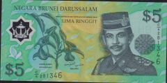 Brunei 5 Dolar 2002 Çilaltı Çil Pick 23 Polimer