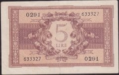 İtalya 5 Lire 1944 Temiz