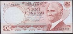 6.Emisyon 4.Tertip 20 Lira I71 108959 Çilaltı