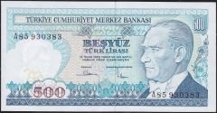 7.Emisyon 1.Tertip 500 Lira A85 930383 Çil