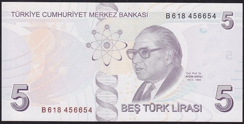 9.Emisyon 2.Tertip 5 Lira B618 456654 Çil Blok Radar