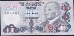 6.Emisyon 3.Tertip 1000 Lira F83 819820 Çok Temiz