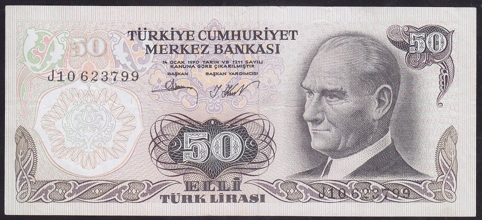 6.EMİSYON 2.TERTİP 50 LİRA J10 623799 ÇÇT + *