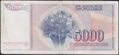 YUGOSLAVYA 5000 DİNAR 1985 ÇOK ÇOK TEMİZ
