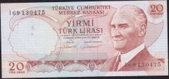 6.Emisyon 4.Tertip 20 Lira I69 130475 Çok Çok Temiz+