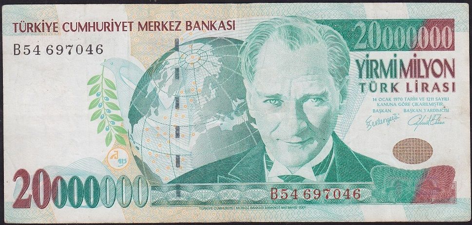 7.Emisyon 20 000 000 Lira B54 697046 Çok Temiz+