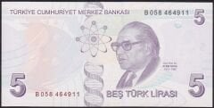 9.Emisyon 2.Tertip 5 Lira B058 464911 Çil