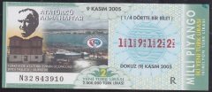 2005 9 KASIM ÇEYREK BİLET - R SERİSİ