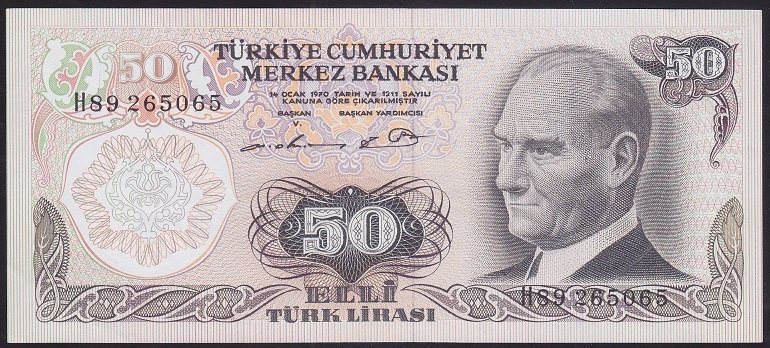 6.EMİSYON 1.TERTİP 50 LİRA H89 265065 ÇİLALTI