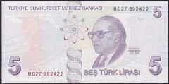 9.Emisyon 2.Tertip 5 Lira B027 592422 Çil
