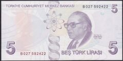9.Emisyon 2.Tertip 5 Lira B027 592422 Çil