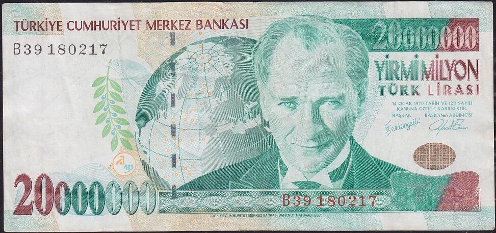 7.Emisyon 20 000 000 Lira B39 180217 Çok Temiz