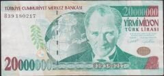 7.Emisyon 20 000 000 Lira B39 180217 Çok Temiz