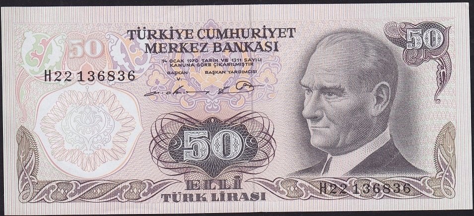 6.Emisyon 1.Tertip 50 Lira H22 136836 Çilaltı Çil