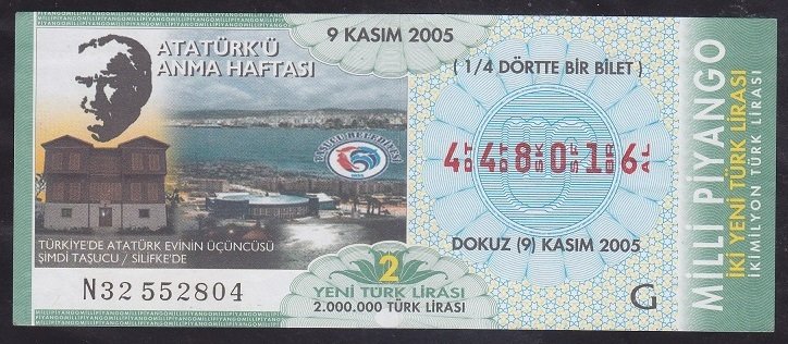 2005 9 KASIM ÇEYREK BİLET - G SERİSİ