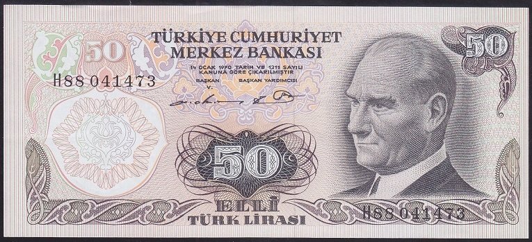 6.EMİSYON 1.TERTİP 50 LİRA H88 041473 ÇÇT ÇİLALTI