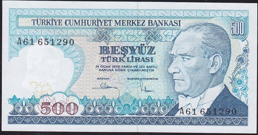 7.Emisyon 1.Tertip 500 Lira A61 651290 Çilaltı Çil
