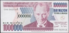 7.Emisyon 3.tertip 1 000 000 Lira U06 542711 Çil