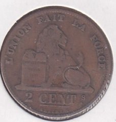 BELÇİKA 2 CENT 1876