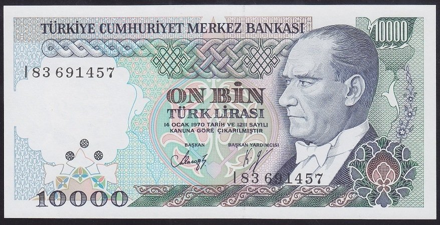 7.EMİSYON 4.TERTİP 10000 LİRA I83 691457 ÇİL