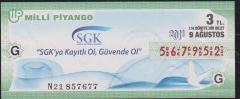 2011 9 Ağustos Çeyrek Bilet - G Serisi
