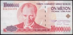 7.Emisyon 10 000 000 Lira B54 950377 Çok Temiz