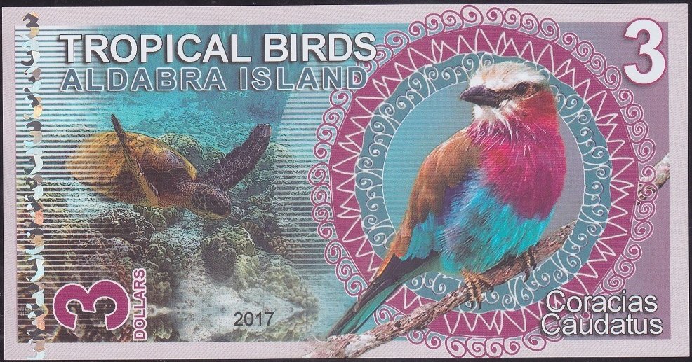 Aldabra Island 3 Dolar 2017 Çil Fantazi Para