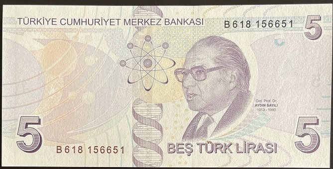 9.Emisyon 2.Tertip 5 Lira B618 156651 Çil Blok Radar