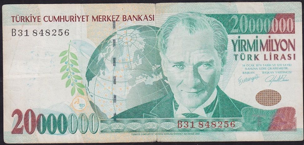 7.Emisyon 20 000 000 Lira B31 848256 Temiz