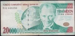 7.Emisyon 20 000 000 Lira B31 848256 Temiz