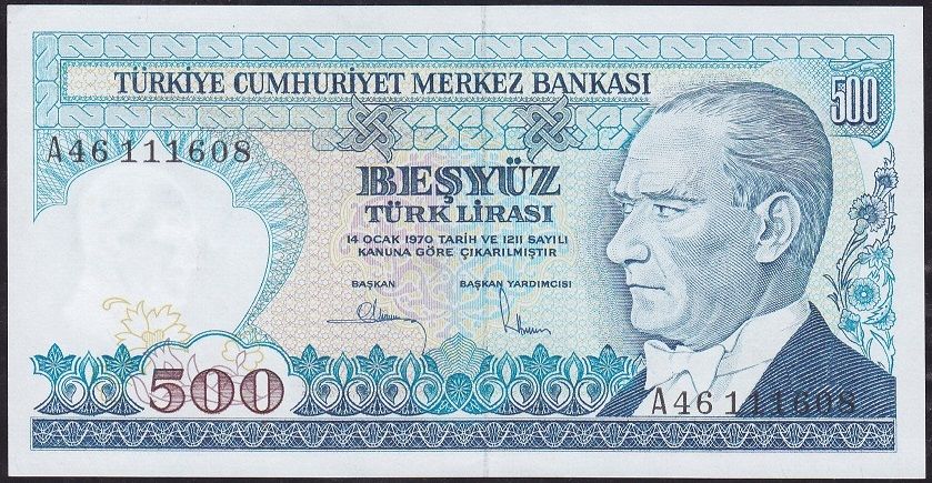 7.Emisyon 1.Tertip 500 Lira A46 111608 Çil