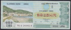 1990 19 ŞUBAT ÇEYREK BİLET S SERİSİ