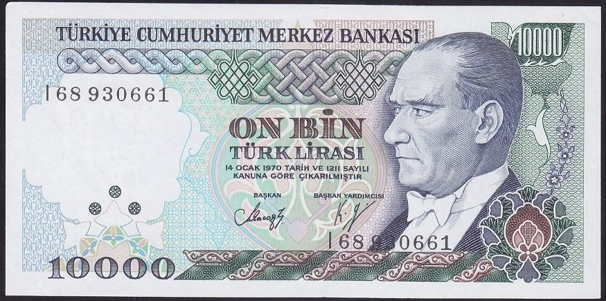 7.EMİSYON 4.TERTİP 10000 LİRA I68 930661 ÇİL