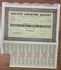 Hisse Senedi - Societe Anonyme Suchet 1930 ( 36 X 31,5 cm )