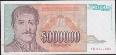 Yugoslavya 5 000 000 Dinar 1993 Ççt