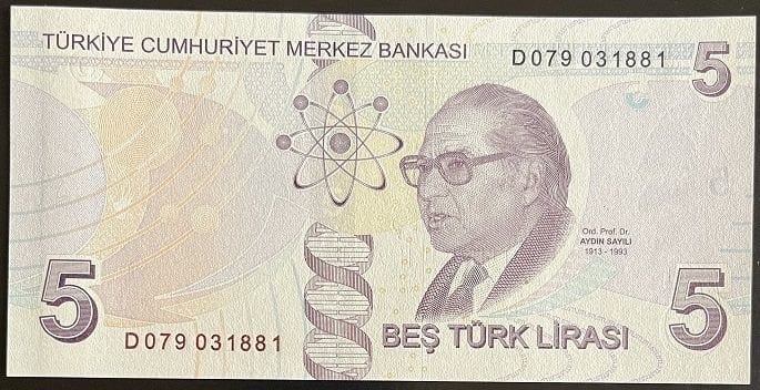9.Emisyon 4.Tertip 5 Lira D079 031881 Çil