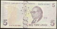 9.Emisyon 4.Tertip 5 Lira D079 031881 Çil