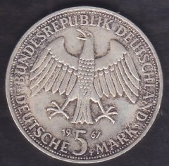 ALMANYA 5 MARK 1967 F SERİSİ GÜMÜŞ