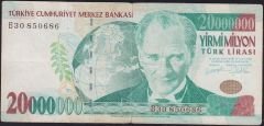 7.Emisyon 20 000 000 Lira B30 850686 Temiz