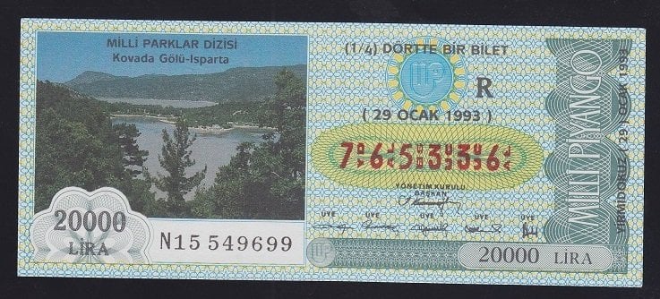 1993 29 OCAK ÇEYREK BİLET ISPARTA
