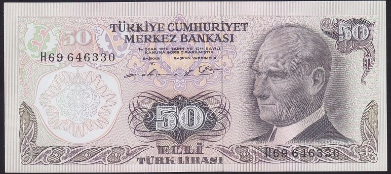 6.EMİSYON 1.TERTİP 50 LİRA H69 646330 ÇİLALTI