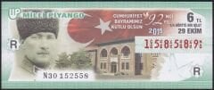2015 29 Ekim Çeyrek Bilet - R Serisi