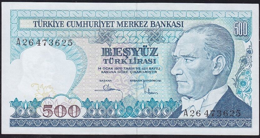7.Emisyon 1.Tertip 500 Lira A26 473625 Çilaltı