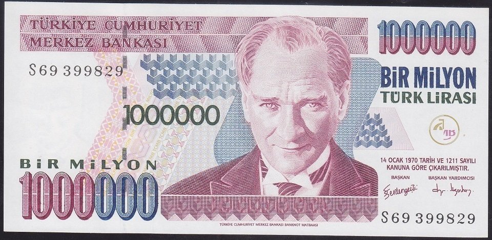 7.Emisyon 3.Tertip 1 000 000 Lira S69 399829 Çilaltı Çil