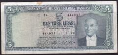 5.Emisyon 4.Tertip 5 Lira I24 444035 Çok Temiz