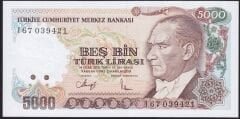 7.Emisyon 4.Tertip 5000 Lira I67 039421 Çilaltı Çil