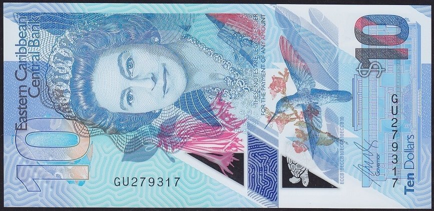 Karayipler 10 Dolar 2019 Çil Polymer Kraliçe Pick 57