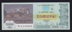 1993 9 AĞUSTOS ÇEYREK BİLET SÜMERBANK